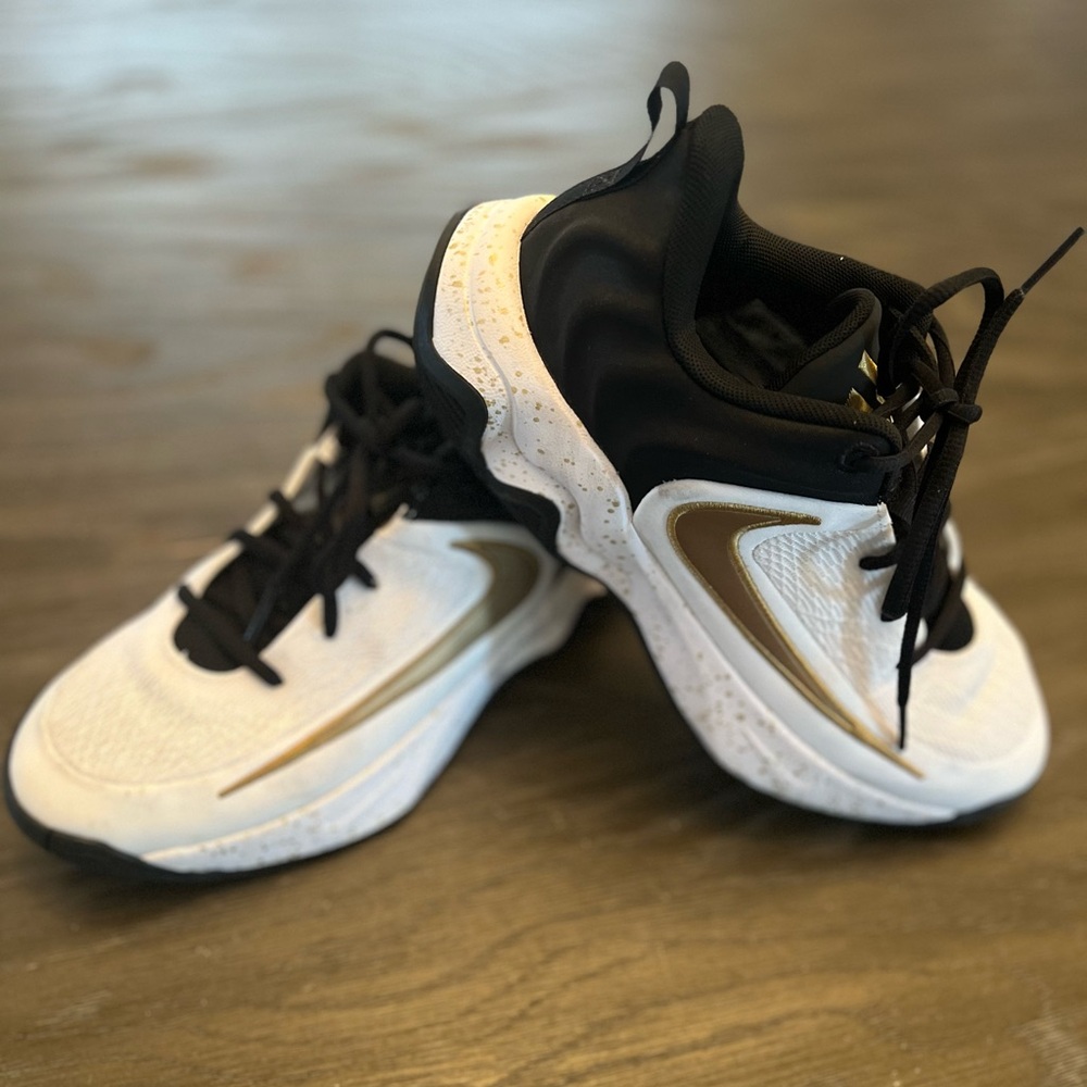 Nike Giannis Immortality 4 Black and White Sneakers with Gold Accents